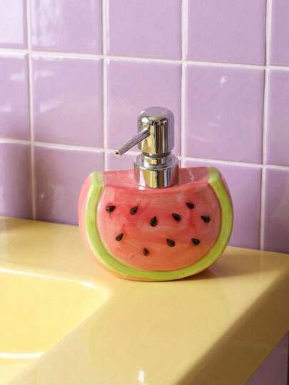 Joivida 1个西瓜浴室装饰陶瓷乳液瓶 - 适用于洗发水、沐浴露、乳液 - 可用于厨房或浴室收纳，按压式洗手液瓶 - 乔迁/结婚礼物 - 装饰性浴室收纳容器，沐浴用品，手动式，洗发水分配器，乔迁礼物