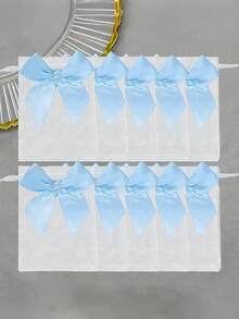 20个/10个/1个蓝色蝴蝶结欧根纱袋，尺寸3.9x4.7英寸，玫瑰图案抽绳袋，婚礼回礼袋，派对回礼袋，绿色派对袋，圣诞节欧根纱袋，小型礼品袋，首饰袋，万圣节用品，万圣节装饰品，圣诞节装饰品，圣诞节礼品包装袋，圣诞节派对用品 - 彩色 - 查看 1
