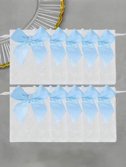 20 st/10 st/1 st blå rosett organzapåsar, storlek 3,9x4,7 tum, rosenmönster dragskopåsar, bröllopspresentpåsar, festpresentpåsar, gröna festpåsar, julorganzapåsar, små presentpåsar, smyckespåsar, halloweentillbehör, halloweendekorationer, juldekorationer, julklappspåsar, julfesttillbehör