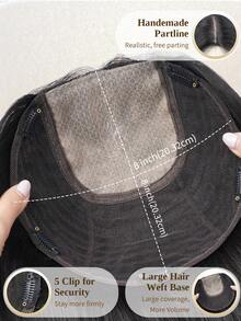 8x8 英寸（20x20厘米）女士假发片，100% 真人发丝，NC# 自然黑，适合有脱发或稀疏发质，无刘海，可增加发量，贴合头皮，夹式接发，花朵发夹 - Natural Black - 查看 2