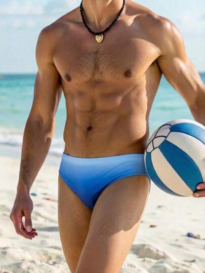 Manfinity Swimmode 男士渐变色休闲三角泳裤，夏季