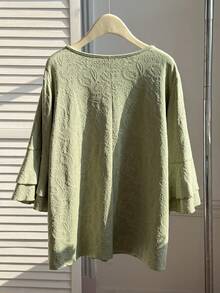 Lacomfia 大码纯色针织短袖T恤 - 薄荷綠 - 查看 2