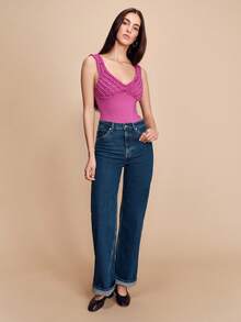 lacRébo Body con volantes de color morado oscuro con detalle texturizado en el busto, cuello de pico y silueta ajustada romántica de primavera y verano, estilo francés y parisino - Morado Violeta - Ver 8