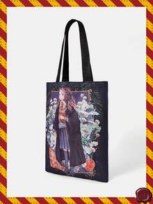 HARRY POTTER X SHEIN 女士可爱花朵、泡泡、毛茛图案便捷粉色手提包 - 米色 - 查看 2