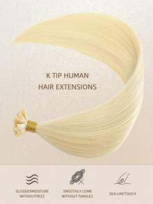 Tóc nối K Tip 100% tóc thật #613 màu vàng bạch kim, kiểu thẳng, dài từ 14-22 inch. Tóc nối V Tip mềm mượt, liền mạch, vô hình, chất lượng cao, dày dặn, khỏe mạnh. 50 sợi/gói, nối nhiệt bền lâu, phù hợp cho phụ nữ tóc mỏng và sử dụng tại salon. - S613 - Xem 6