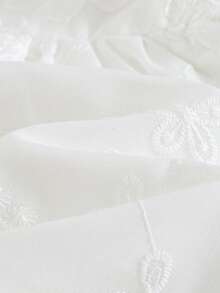 Cozy Pixies 女婴宽松可爱彼得潘领3D立体花卉刺绣泡泡袖中长连衣裙，白色，适合婚礼、花童、生日派对等场合 - 彩色 - 查看 5