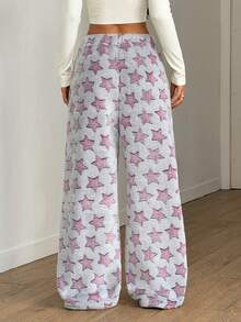 Flirla 圣诞新款毛绒印花舒适女士宽松直筒裤 - 彩色 - 查看 2