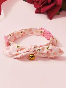 PETSIN Adjustable Detachable Rabbit Ear Pet Collar With Heart Pattern Cute Style Soft Comfortable Lightweight Breathable Durable Pet Accessory Perfect For Valentine's Day Daily Wear Photo Props Suitable For Small Dogs And Cats