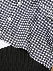 Mirajuku Teens (Boys) Casual Korean Style Loose Plaid Short Sleeve Shirt, Spring/Summer - Black and White - View 4