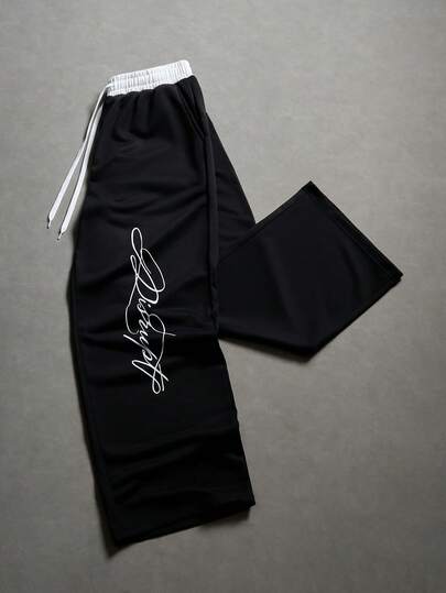 PAVTROS Men's Drawstring Waist Pockets Star Embroidery Pattern Casual Sweatpants, Versatile For Autumn/Winter Men's Wide Leg Pants Double Design Pants Embroidered Pants Street Wear Pants,Valentine's Day,Spring To Summer,Gift For My Boyfriend,Mardi Gras,Vintage,Streetwear,Party,St Patrick's Day,Going Out