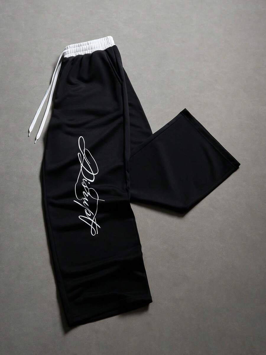 PAVTROS 男士抽绳腰带口袋星形刺绣图案休闲运动裤，适合秋冬季节穿着，百搭男士阔腿裤，双面设计刺绣裤，街头风长裤，情人节、春夏、送男友、狂欢节、复古、街头风、派对、圣帕特里克节、外出等场合。 - 黑色 - 查看 1