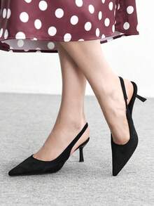 CUCCOO BIZCHIC Damskie czółenka w stylu casualowym, minimalistyczne, ze szpiczastym noskiem - Grafitowy czarny - Zobacz 3