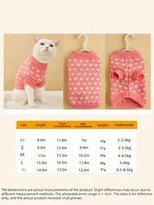 Warm Soft Wool Dog Sweater Vest, Red & Pink All-Over Print Heart Pet Clothes - Pink - View 7