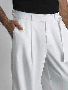 HUEFORM Quần dài nam dáng suông xếp ly, chống nhăn, thoáng mát, kiểu dáng cổ điển, quần ống rộng thoải mái, quần maxi ống suông đa năng. - trắng - Xem 3