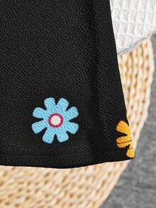 2pcs Baby Girl Loose Casual Minimalist Comfortable Round Neck Long Sleeve  Floral Pattern Sweatshirt And Flare Pants Set  Floral Pattern Knit Soft Crew Neck Long Sleeve Sweatshirt And Long Pants Set - Multicolor - View 10