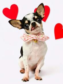 PETSIN Adjustable Detachable Rabbit Ear Pet Collar With Heart Pattern Cute Style Soft Comfortable Lightweight Breathable Durable Pet Accessory Perfect For Valentine's Day Daily Wear Photo Props Suitable For Small Dogs And Cats