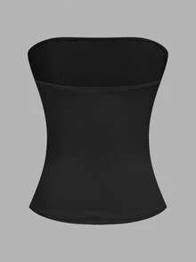 SHEIN EZwear 4 chiếc áo ống nữ màu trơn, chất liệu gân, kiểu dáng thường ngày, thích hợp cho mùa hè. - Nhiều màu - Xem 13