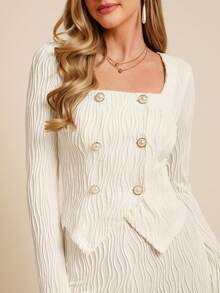 Amorya 女士优雅新款针织提花收腰上衣和裤子两件套 情人节套装 女士优雅裤装套装 女士两件套服装 女士裤装两件套 奶油色两件套 春假服装 奶油色上衣 奶油色套装 女士白色开衫 开衫嘉年华服装 女士适合春夏嘉年华的白色套装 女士两件套休闲套装 女士裤装夏季套装 婚礼裤装 - 杏色 - 查看 6