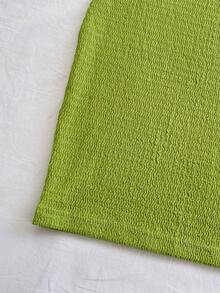 Soleia Đầm mini ôm sát cơ thể màu trắng dệt kim, không dây vai, khoét ngực, xếp ly, trang trí sao biển kim loại, thích hợp cho kỳ nghỉ hè, dự tiệc, hẹn hò, đi biển, du lịch. - màu xanh lá - Xem 4