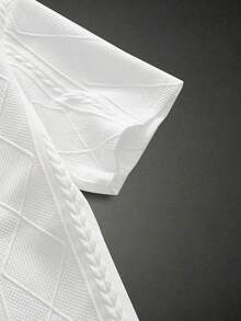 Manfinity VCAY Áo Polo nam màu trơn thanh lịch, thích hợp mặc đi làm hàng ngày, Áo sơ mi ngắn tay nam, Áo polo nam, Áo dệt kim, Áo dệt kim có họa tiết, Áo dệt kim màu trắng. - trắng - Xem 5