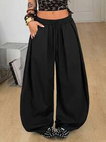 Coolane 女士秋季街头风基本款日常穿搭外出机场装扮休闲灰色低腰宽松香蕉裤