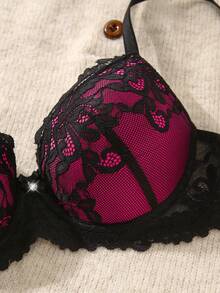 DesireSculpt Women's Contrast Color Lace Underwire Bra - Multicolor - View 6