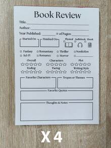 1/2/4/6本装书评记事本，5.5 x 3.9英寸，自粘式小记事本，阅读笔记用品，每本40页。 - 黑與白 - 查看 15