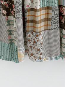 Sweetra Chân váy maxi đa năng kiểu boho cổ điển phối họa tiết chắp vá dành cho nữ cỡ lớn. - Nhiều màu - Xem 4