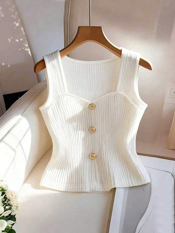 GlowEve Camiseta de tirantes acanalada de unicolor casual para mujer