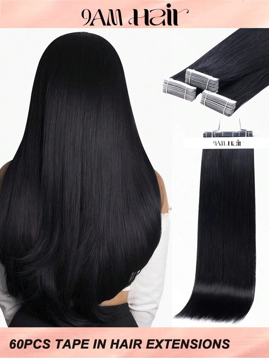 60 片装真人发片接发片 真人发片接发片 粘合隐形接发片 - S1 - 查看 1