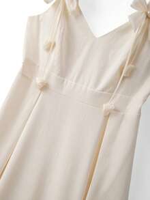 Elenzga Plus Size Women's Sweet & Elegant Bowknot Waist Camisole Dress, Summer - Apricot - View 7