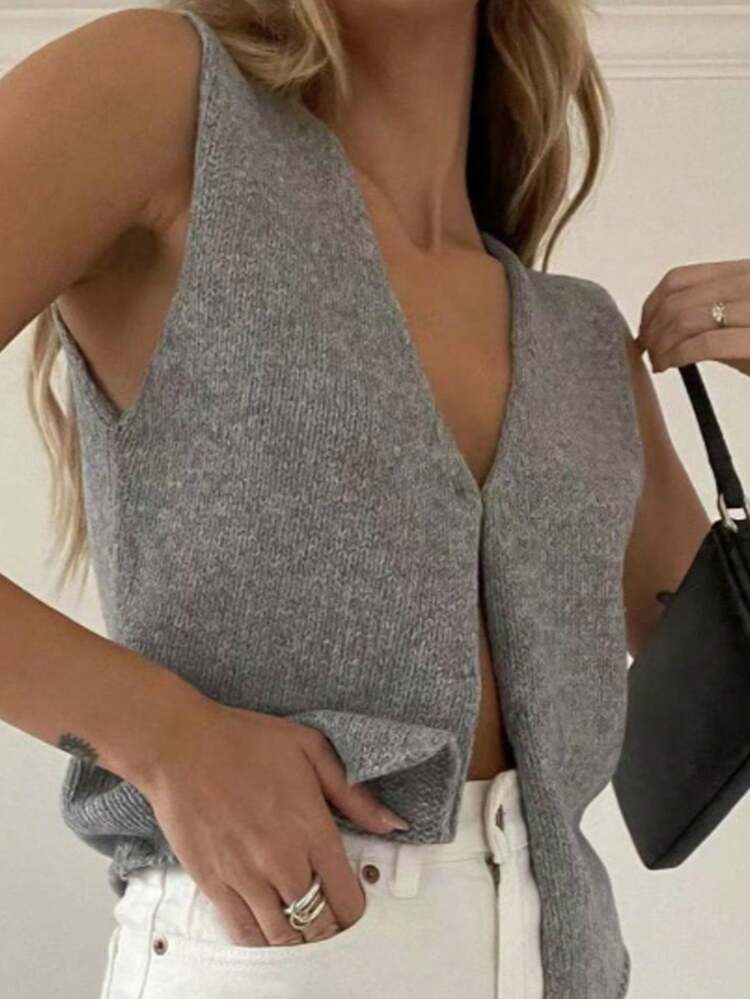 Women's V-Neck Casual Vacation Beach Office Cardigan Sweater Vest, Spring/Summer