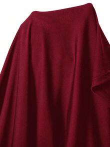 SHEIN EZwear Đầm ngắn nữ màu đỏ tía cổ đứng, màu trơn, thời trang, kiểu dáng thường ngày. - Màu Đỏ Sâu - Xem 8