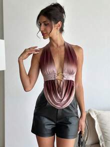 Aloruh Top elegant și sexy pentru femei, cu imprimeu batik și cataramă metalică, cu mânecă lungă, pentru primăvară, pentru ieșiri în oraș, pentru vară, pentru vacanțe de vară - Multicolor - Vizualizare 6