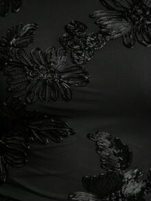 SHEIN BAE 大码女士优雅碎花图案无袖露背开衩连衣裙，夏季 - 黑色 - 查看 8
