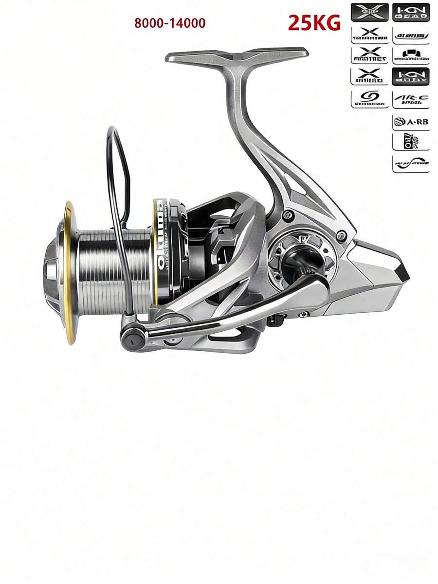 OKUMA Metal NGK8000 -14000 Spinning Reel 48 Ratio 16 Plus 1BB Max Drag 25kg Long Distance Casting Surf Fishing Reel Powerful Saltwater - Multicolor - View 1