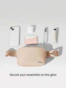 GLOWMODE 1升拉链式腰包，防水面料，可调节肩带，秋冬季适用 - 米色 - 查看 2