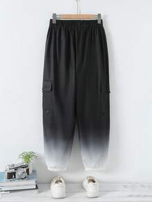 Teen Boy Casual Street Gradient Cargo Pants - Black - View 2
