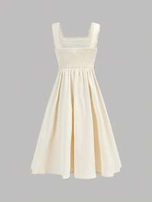 SHEIN Tween Girls Summer Floral Embroidered Maxi Dress - Apricot - View 6