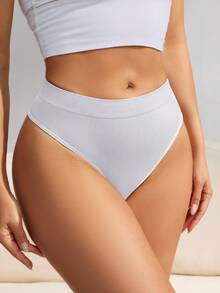 SHEIN 1件装女士无缝极简舒适丁字裤 - 白色 - 查看 3