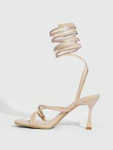 CUCCOO SZL Women's Fashionable Apricot Strappy Heeled Sandals, Sexy For Party, Banquet, Date, Nightclub Valentine's Day - Apricot - View 4