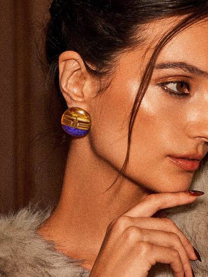 Glisma Set di orecchini placcati in oro 18K, gioielleria occidentale, moneta antica, gemme, abbigliamento, autunno/inverno, per mamma/donna/ragazza/madre, premium/sexy/elegante, estate/spiaggia/ballo, a strati/gemme/perline/cristalli, ciondoli/chunky