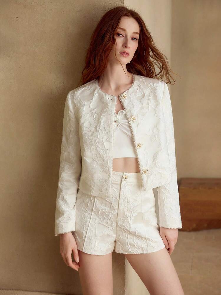 JACQUARD SEAM FRONT SLANT POCKET SHORTS