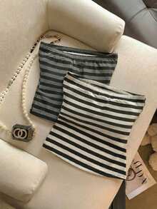Resyla Women's Sexy Slit Bandeau 2 Pieces Set, Versatile Striped, Fashionable Striped - Multicolor - View 2