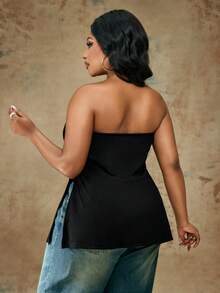 Truni Áo quây mùa hè màu trơn dành cho nữ cỡ lớn, kiểu dáng quả lê và tam giác. - màu đen - Xem 2