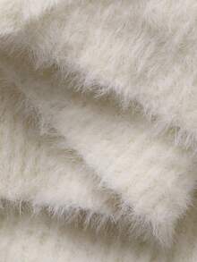 DAZY Women's Lace Patchwork V-Neck Fitted Long Sleeve White Sweater - White - View 7