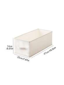 1pc Solid Color Narrow Long Gap Fabric Storage Box Drawer Style Wardrobe Clothes Organizer Rectangle Bin For Home Bedroom Closet Spring Cleaning Holiday Housewarming Gift - Beige - View 14