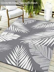 Thảm ngoài trời chống thấm nước 5ft x 8ft, thảm nhựa hai mặt dùng trong nhà và ngoài trời cho sân hiên, xe RV, hiên nhà, ban công, sân sau, xe cắm trại, dã ngoại, màu xám và trắng. - Xám - Xem 4