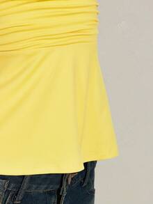 SHEIN ICON Halloween Women's Halter Backless Black Babydoll Tank Top - Yellow - View 10