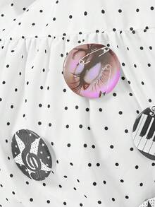 ROMWE Anime 白色波点帆布单肩包，配有波点蝴蝶结和音乐徽章 - 多功能通勤包/单肩包。 - 彩色 - 查看 4